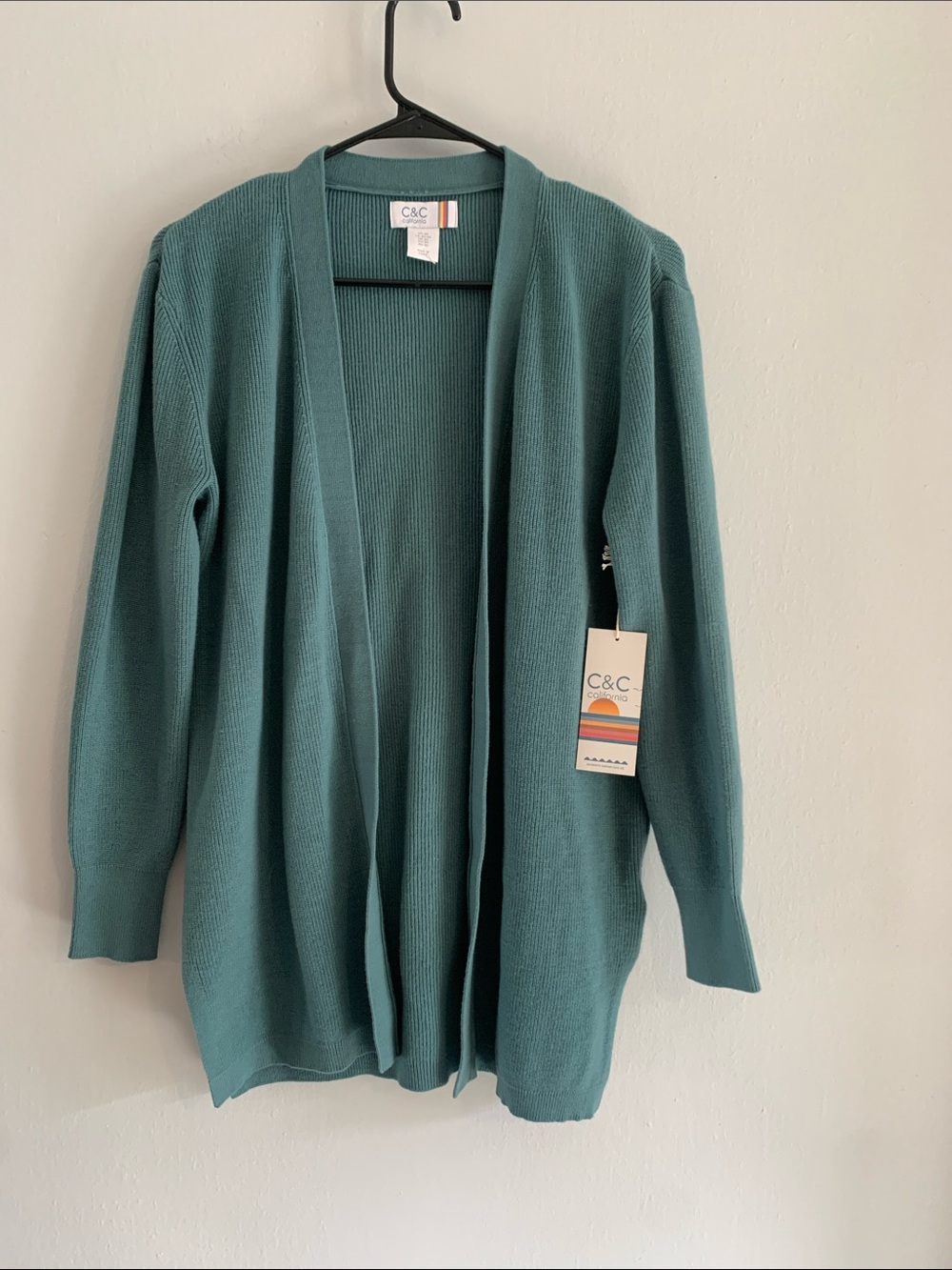 C&C CALIFORNIA Teal Open-Front Cardigan Sweater
